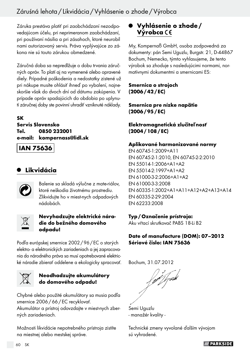 Parkside PABS 18-Li B2 User Manual | Page 60 / 72