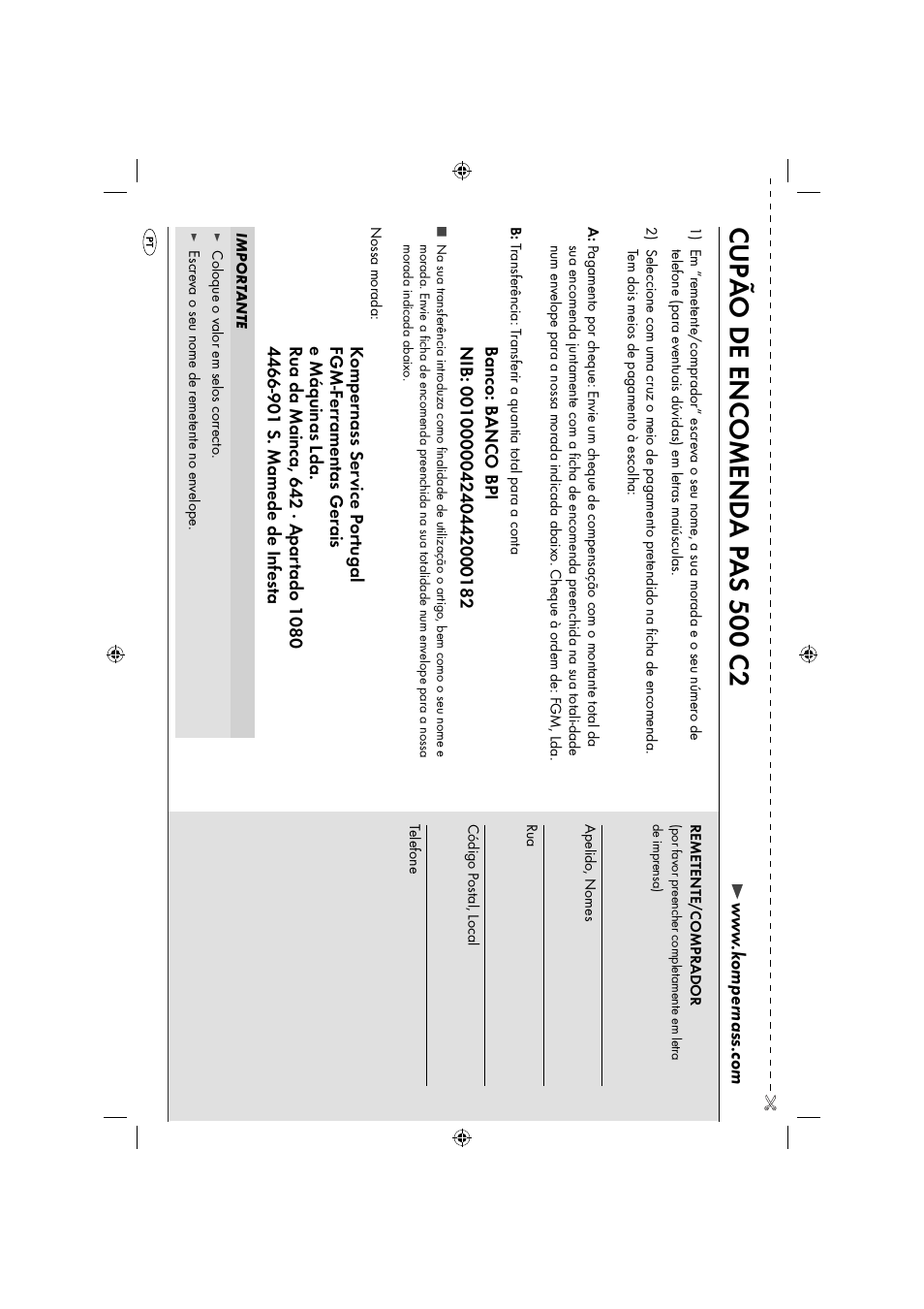 Cupã o de encomend a p as 500 c2 | Parkside PAS 500 C2 User Manual | Page 51 / 84