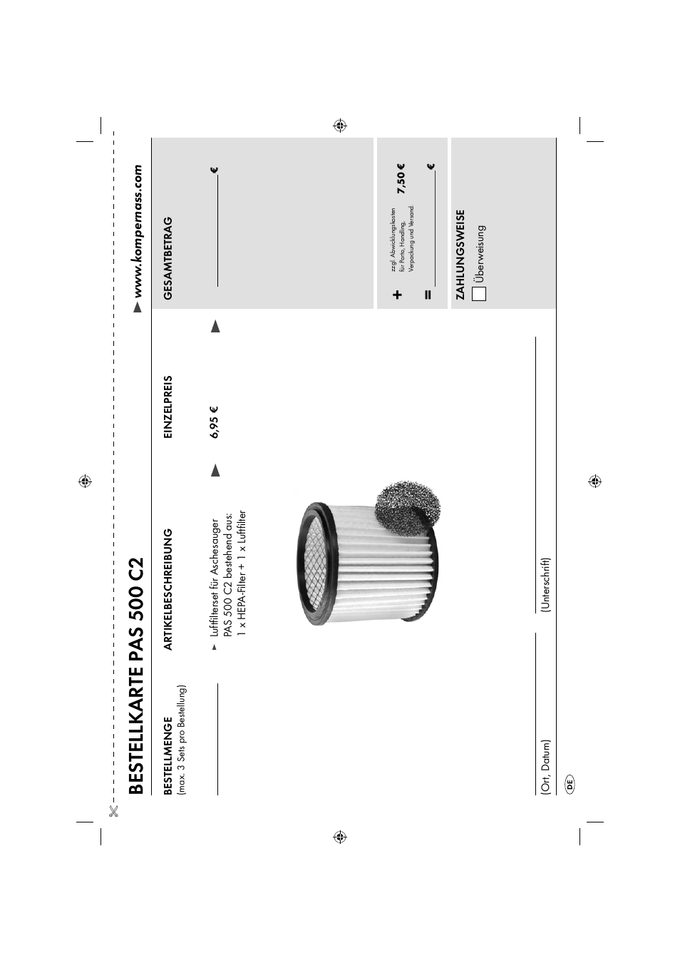 Bes tellkarte p as 500 c2 | Parkside PAS 500 C2 User Manual | Page 114 / 116