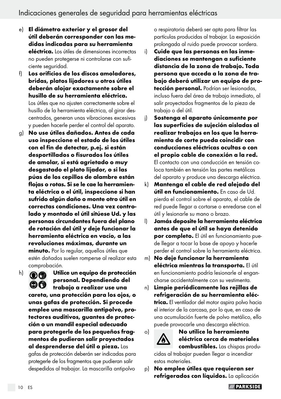 Parkside PWS 125 A1 User Manual | Page 10 / 82