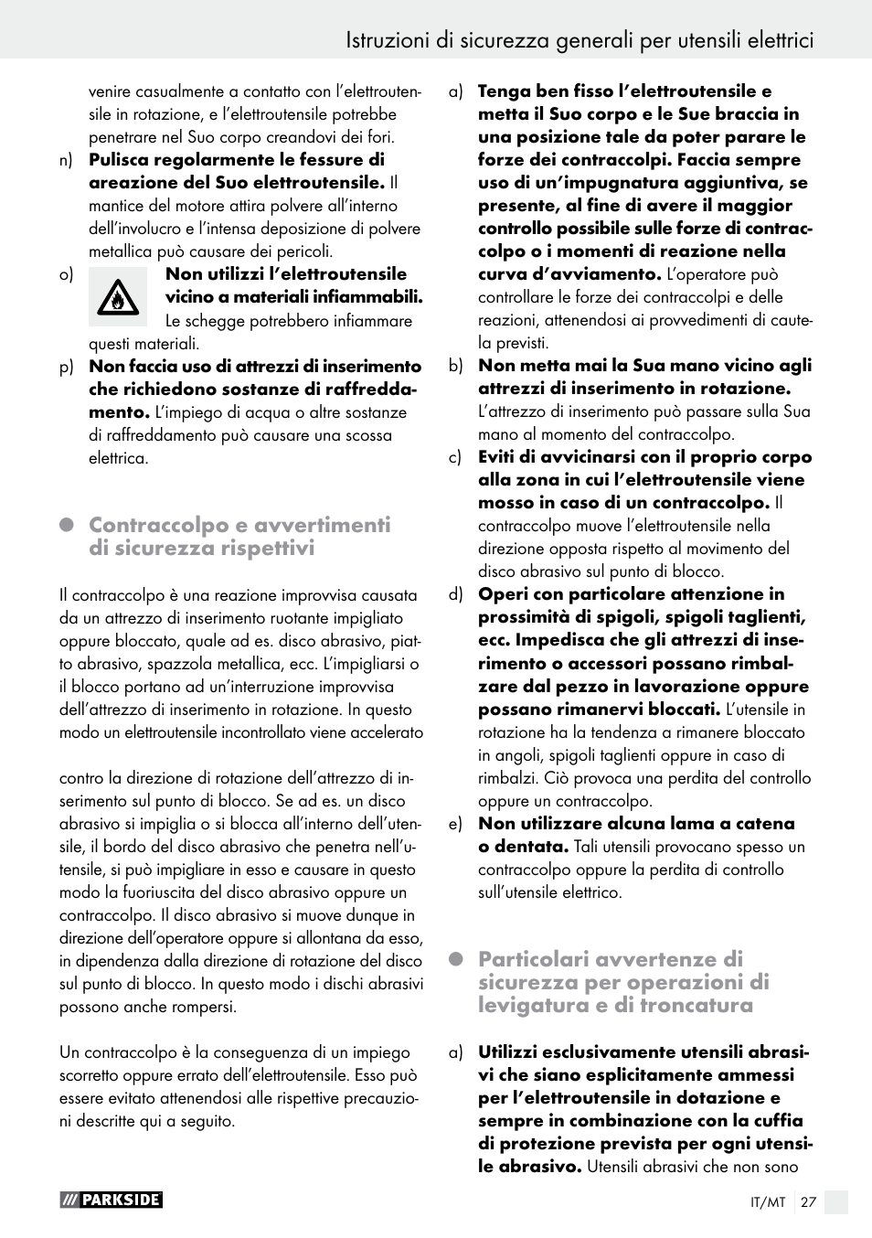 Parkside PWS 125 A1 User Manual | Page 27 / 82