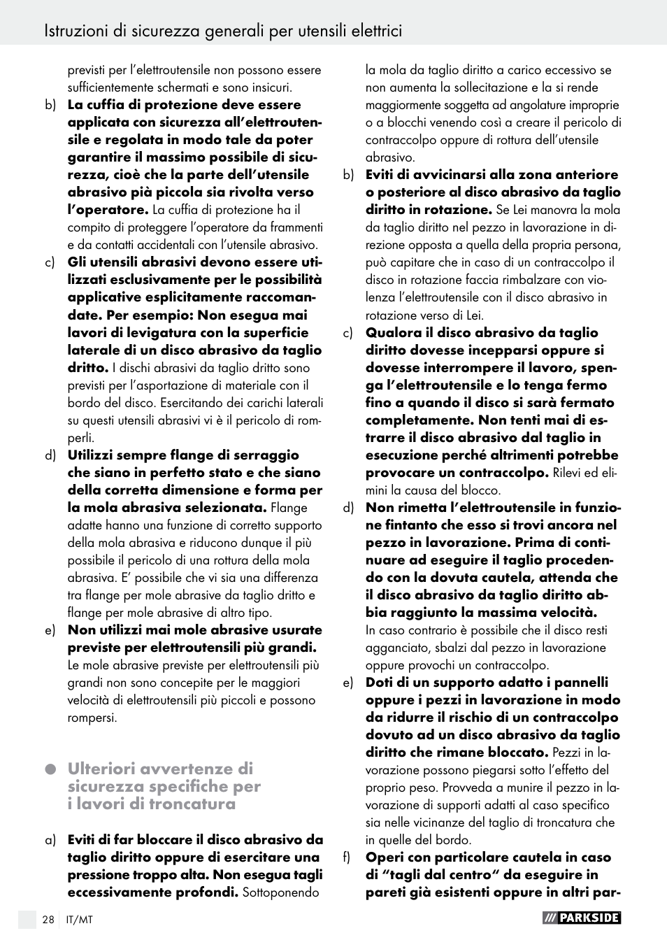 Parkside PWS 125 A1 User Manual | Page 28 / 82