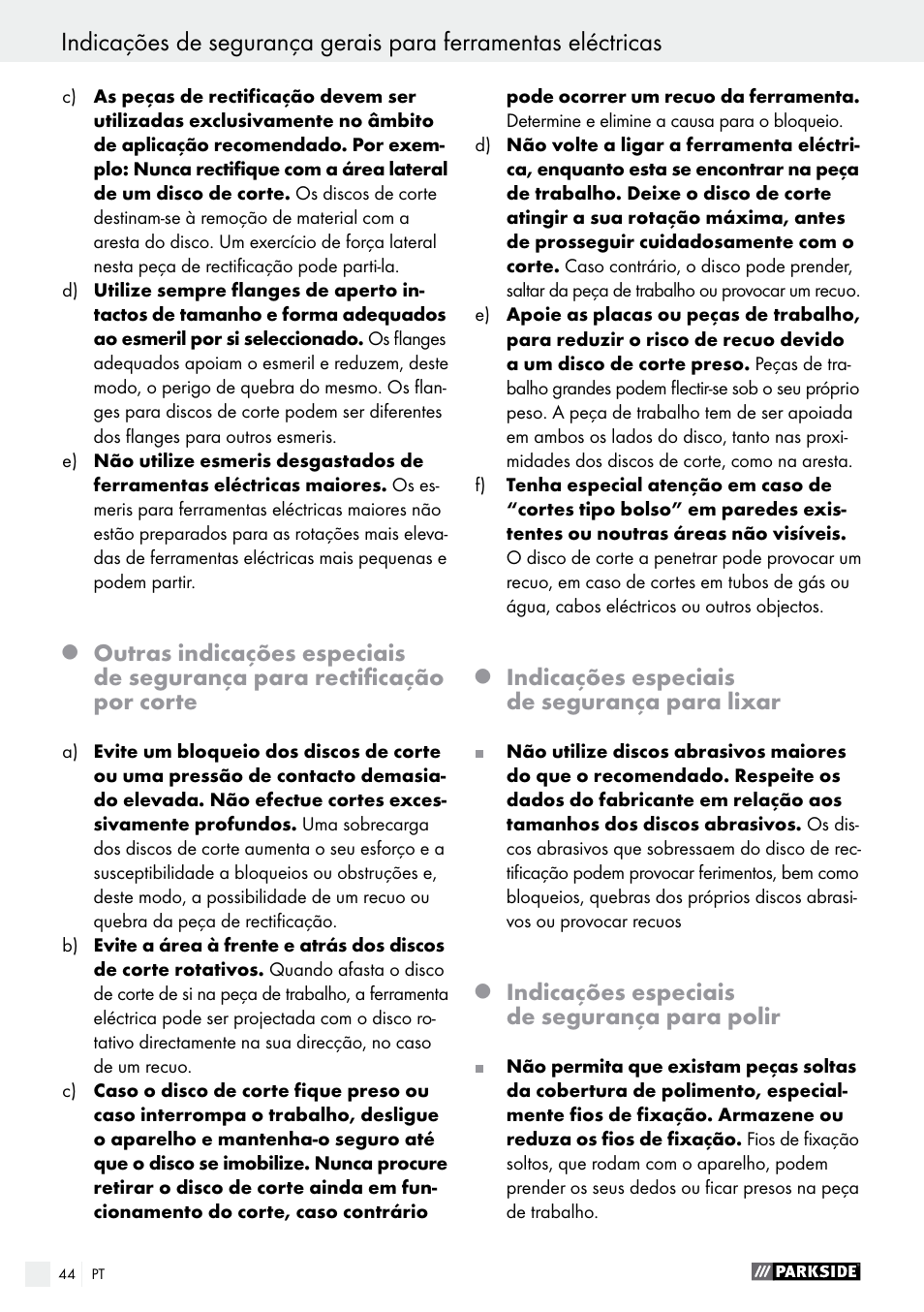Parkside PWS 125 A1 User Manual | Page 44 / 82