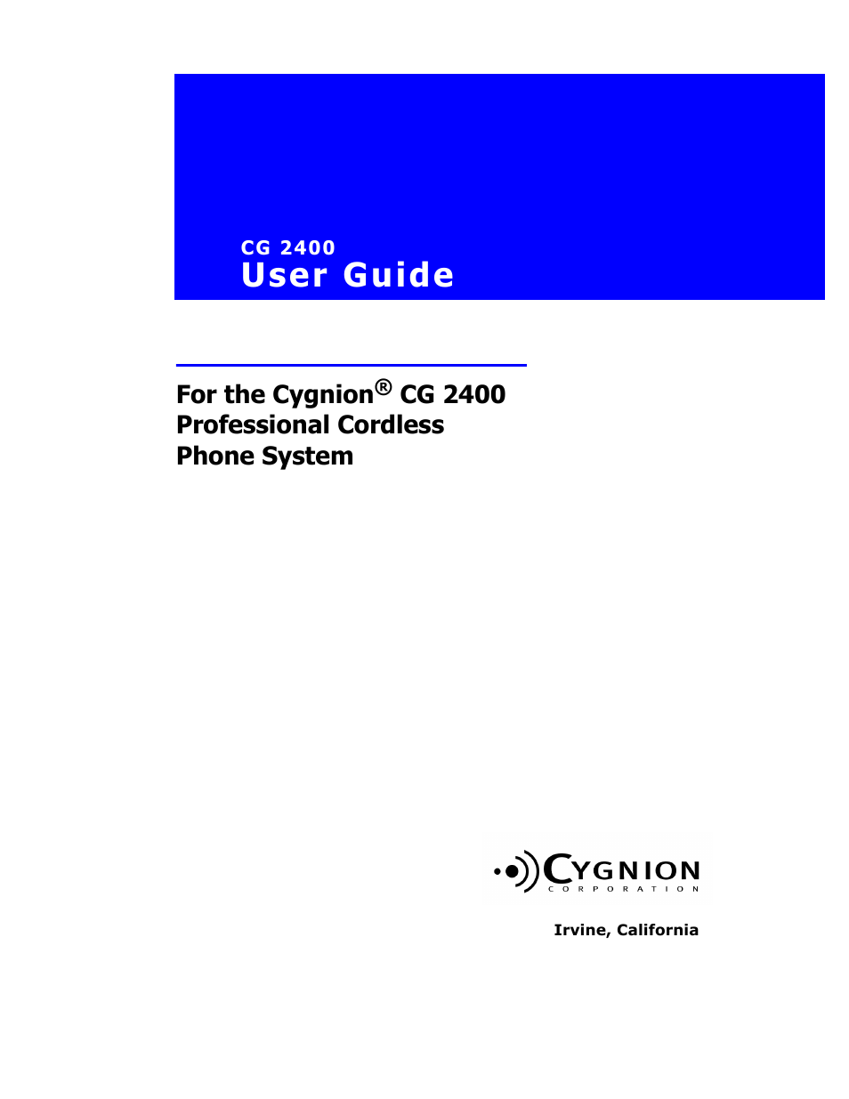 Cygnion CG 2400 User Manual | 246 pages