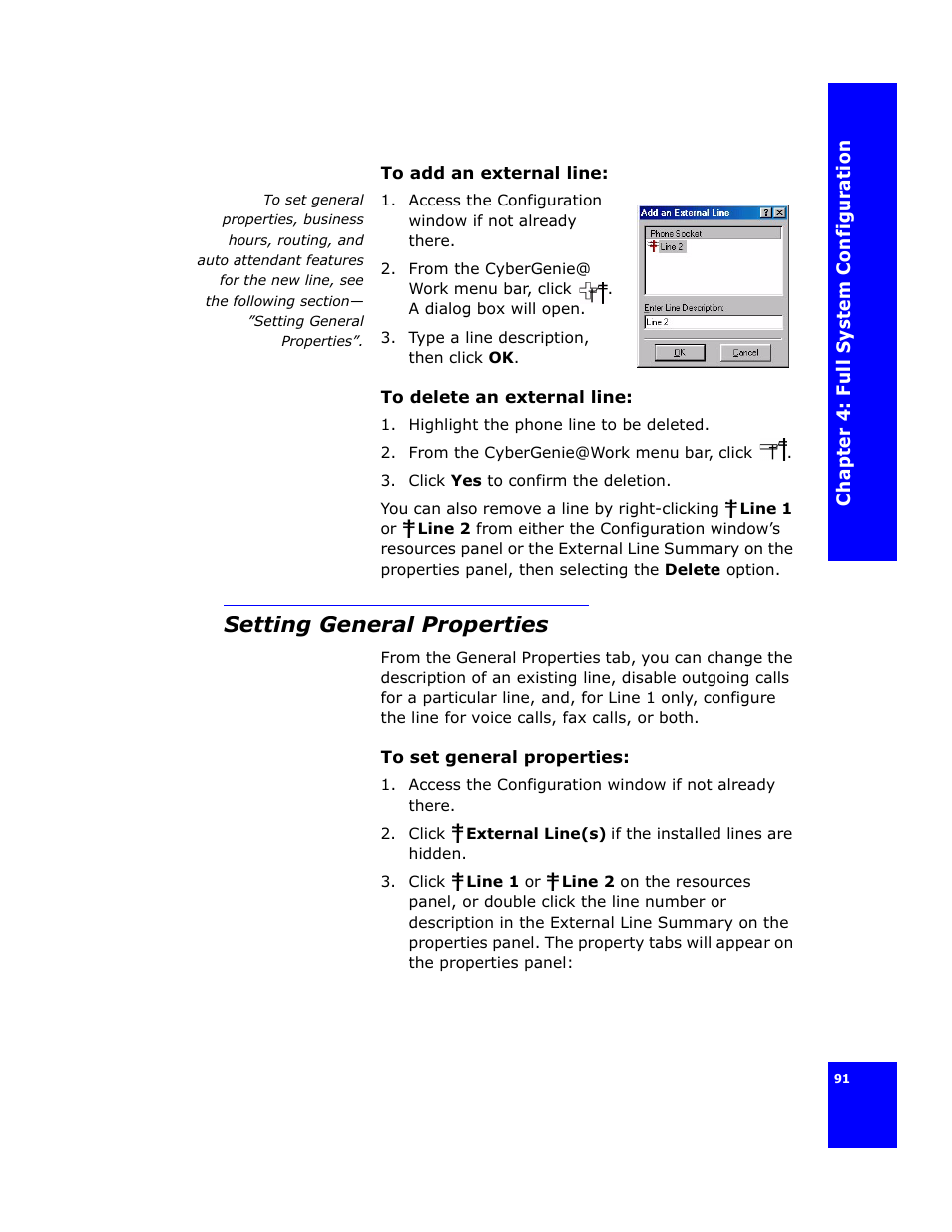 Setting general properties, Setting, General properties” on | Cygnion CG 2400 User Manual | Page 103 / 246