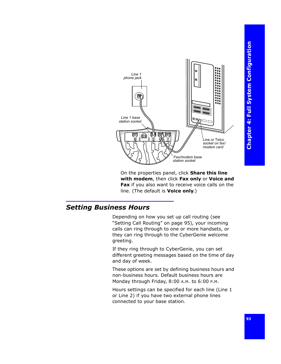 Setting business hours | Cygnion CG 2400 User Manual | Page 105 / 246