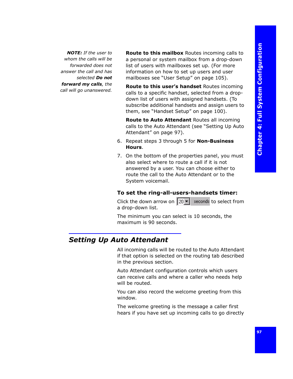 Setting up auto attendant | Cygnion CG 2400 User Manual | Page 109 / 246