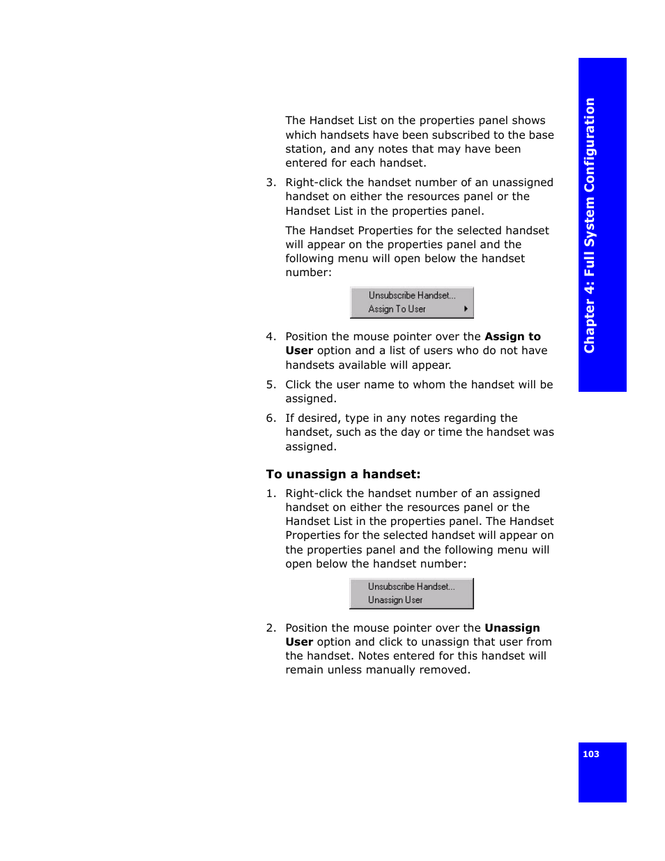 Unassign a handset | Cygnion CG 2400 User Manual | Page 115 / 246