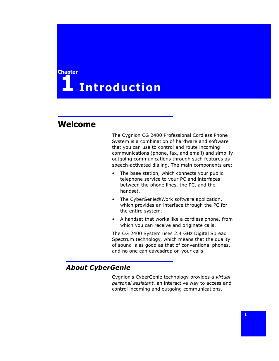 Introduction, Welcome, About cybergenie | Cygnion CG 2400 User Manual | Page 13 / 246