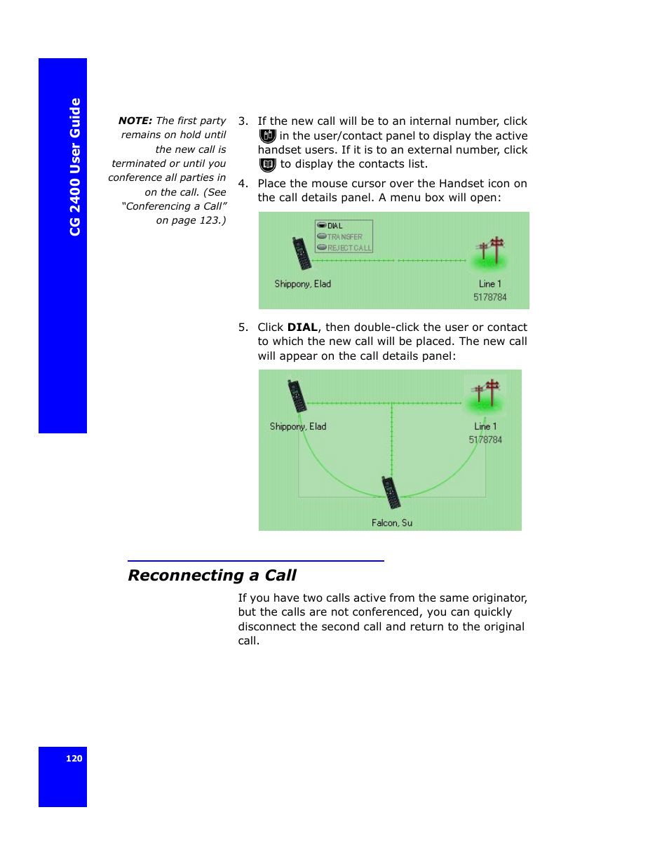 Reconnecting a call | Cygnion CG 2400 User Manual | Page 132 / 246