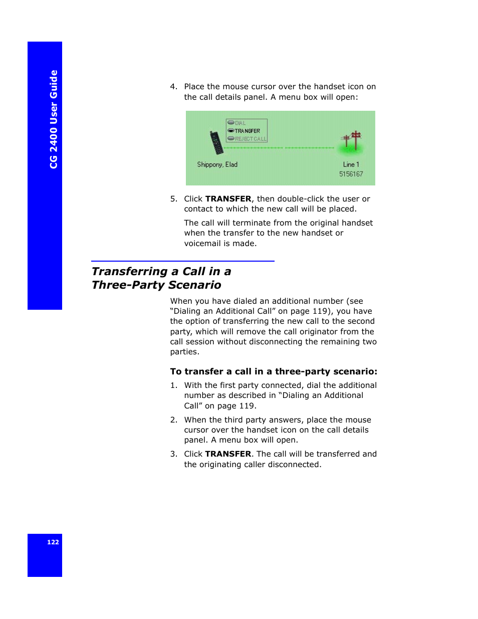 Transferring a call in a three-party scenario | Cygnion CG 2400 User Manual | Page 134 / 246