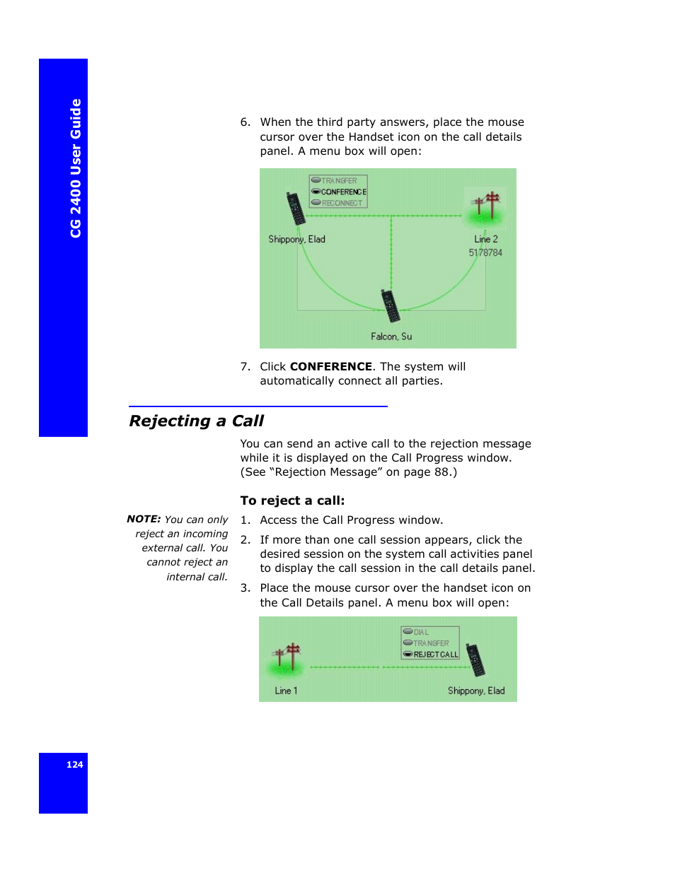 Rejecting a call | Cygnion CG 2400 User Manual | Page 136 / 246