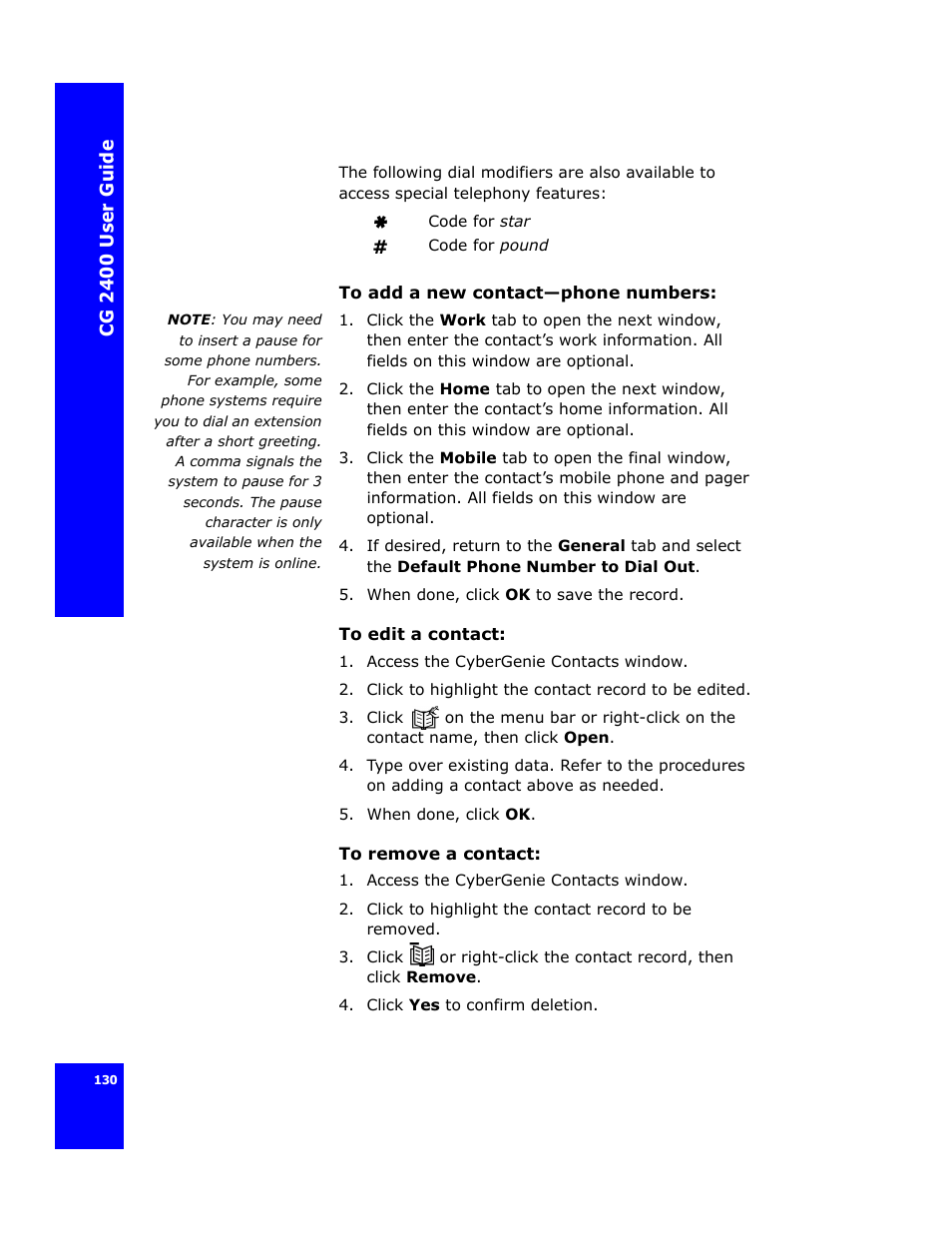 Cygnion CG 2400 User Manual | Page 142 / 246