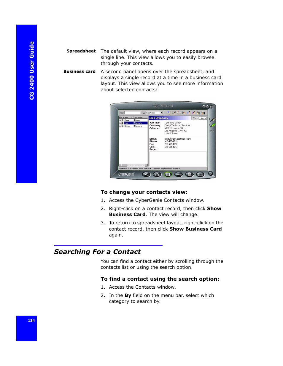 Searching for a contact | Cygnion CG 2400 User Manual | Page 146 / 246