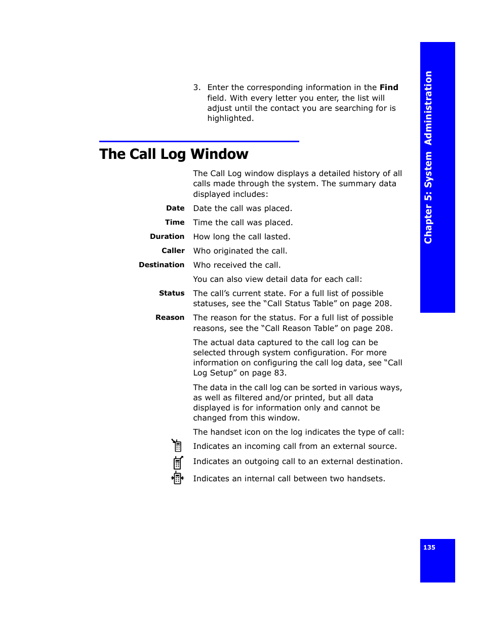 The call log window | Cygnion CG 2400 User Manual | Page 147 / 246