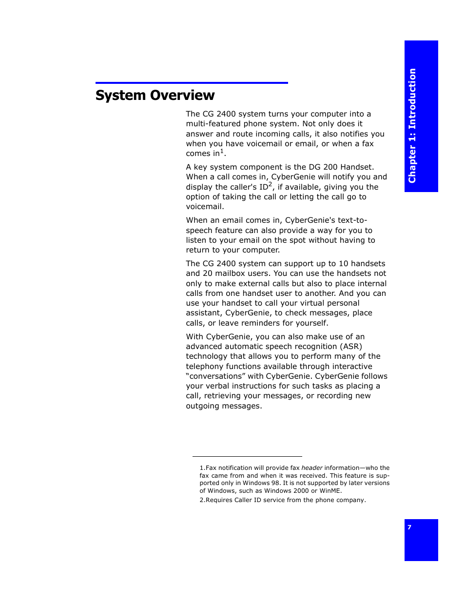 System overview | Cygnion CG 2400 User Manual | Page 19 / 246