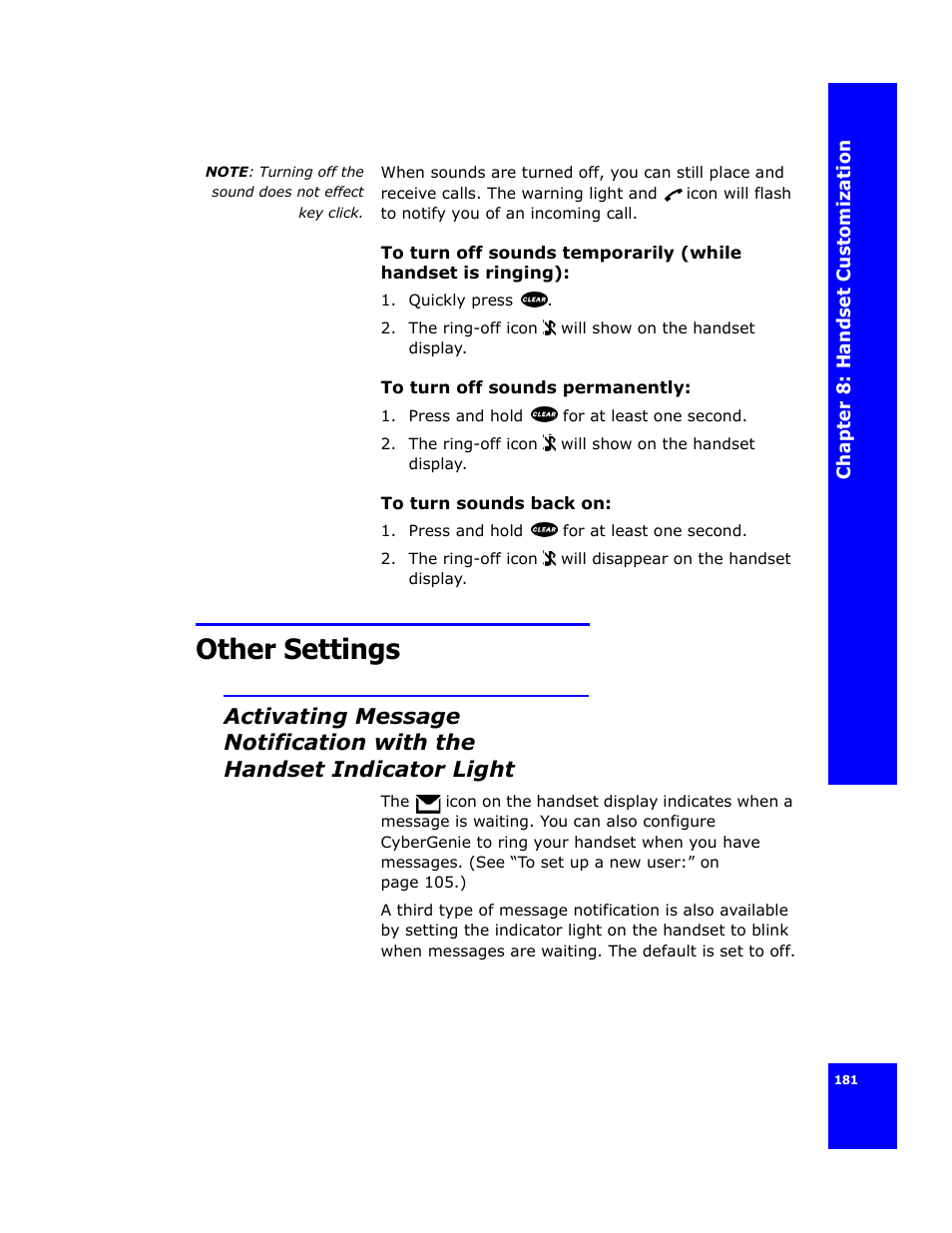 Other settings | Cygnion CG 2400 User Manual | Page 193 / 246