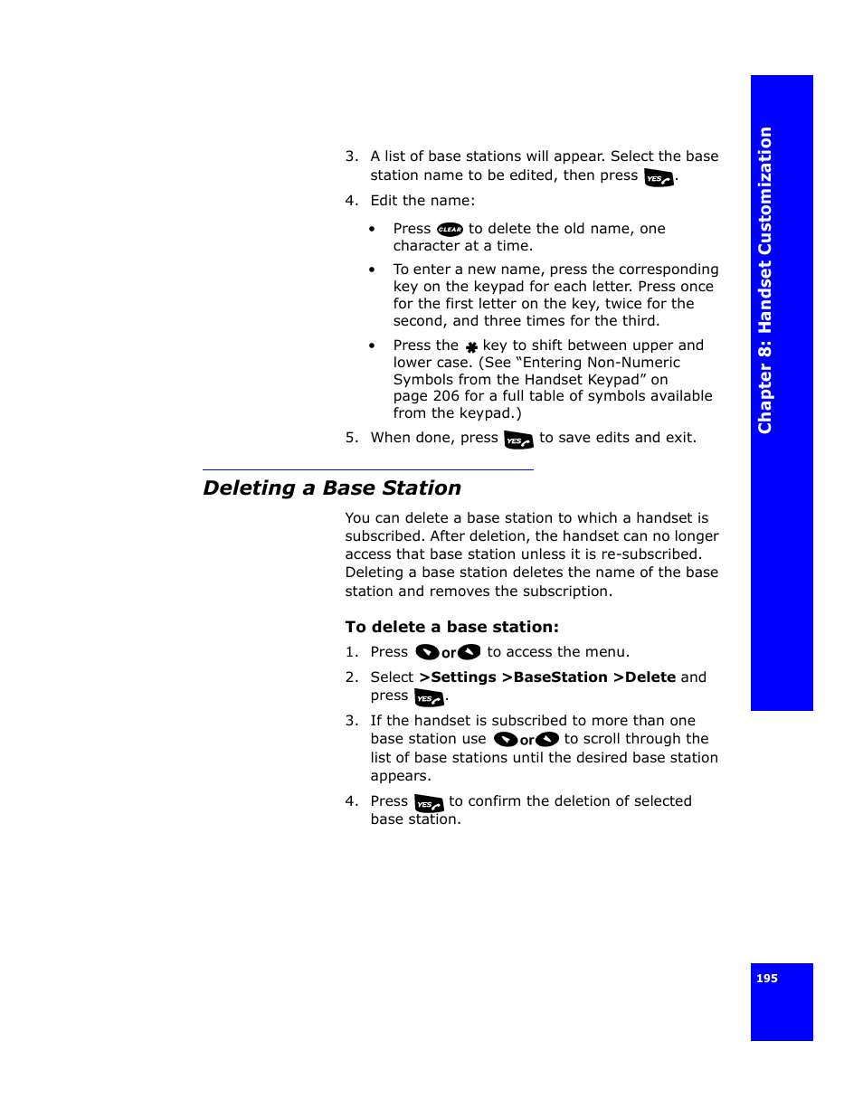 Deleting a base station | Cygnion CG 2400 User Manual | Page 207 / 246