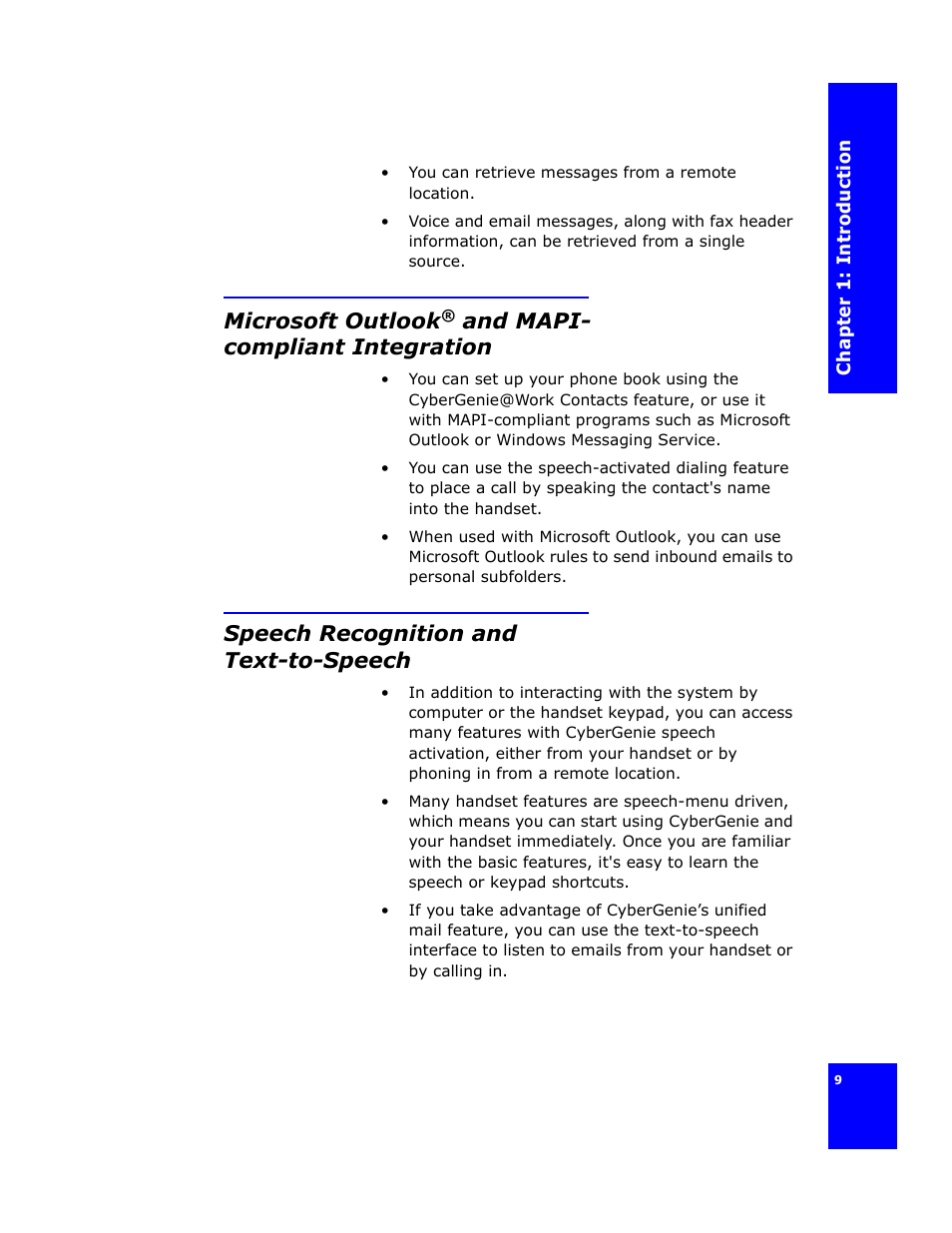 Microsoft outlook® and mapi- compliant integration, Speech recognition and text-to-speech, Microsoft outlook | And mapi- compliant integration | Cygnion CG 2400 User Manual | Page 21 / 246