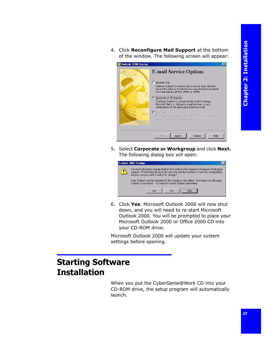 Starting software installation | Cygnion CG 2400 User Manual | Page 39 / 246