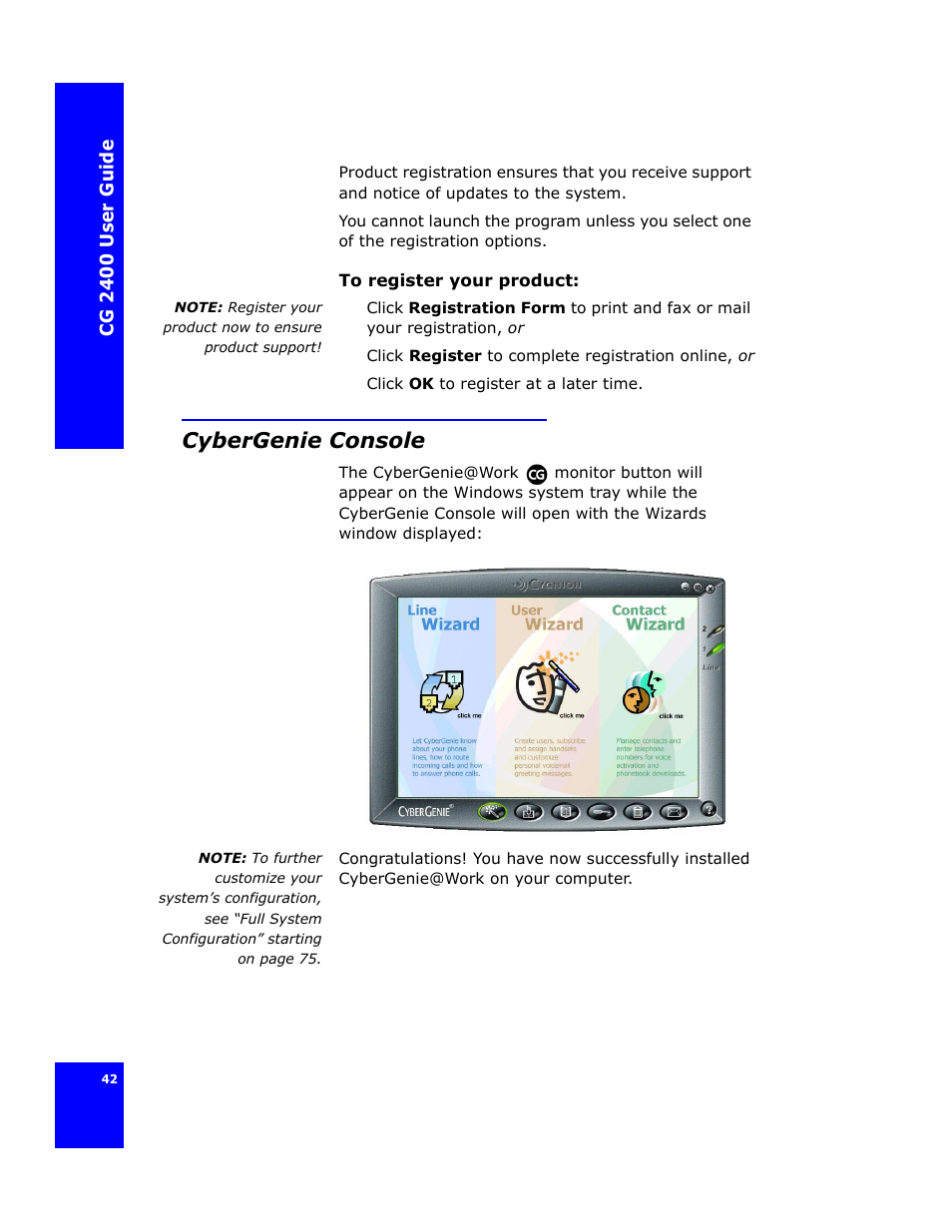 Cybergenie console | Cygnion CG 2400 User Manual | Page 54 / 246