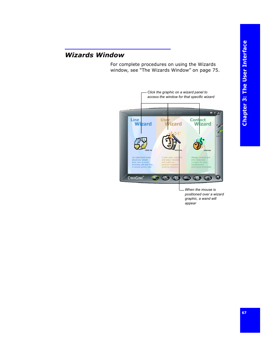 Wizards window | Cygnion CG 2400 User Manual | Page 79 / 246