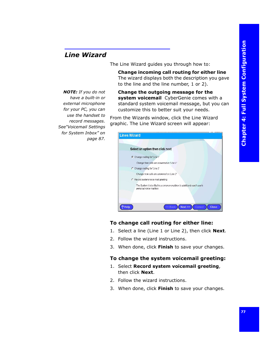 Line wizard | Cygnion CG 2400 User Manual | Page 89 / 246