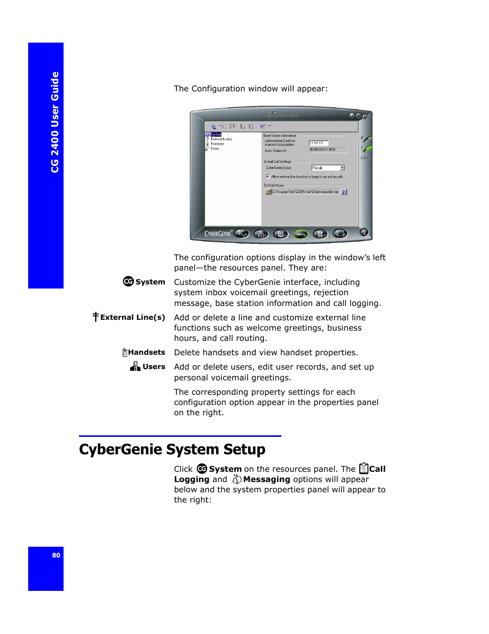 Cybergenie system setup | Cygnion CG 2400 User Manual | Page 92 / 246