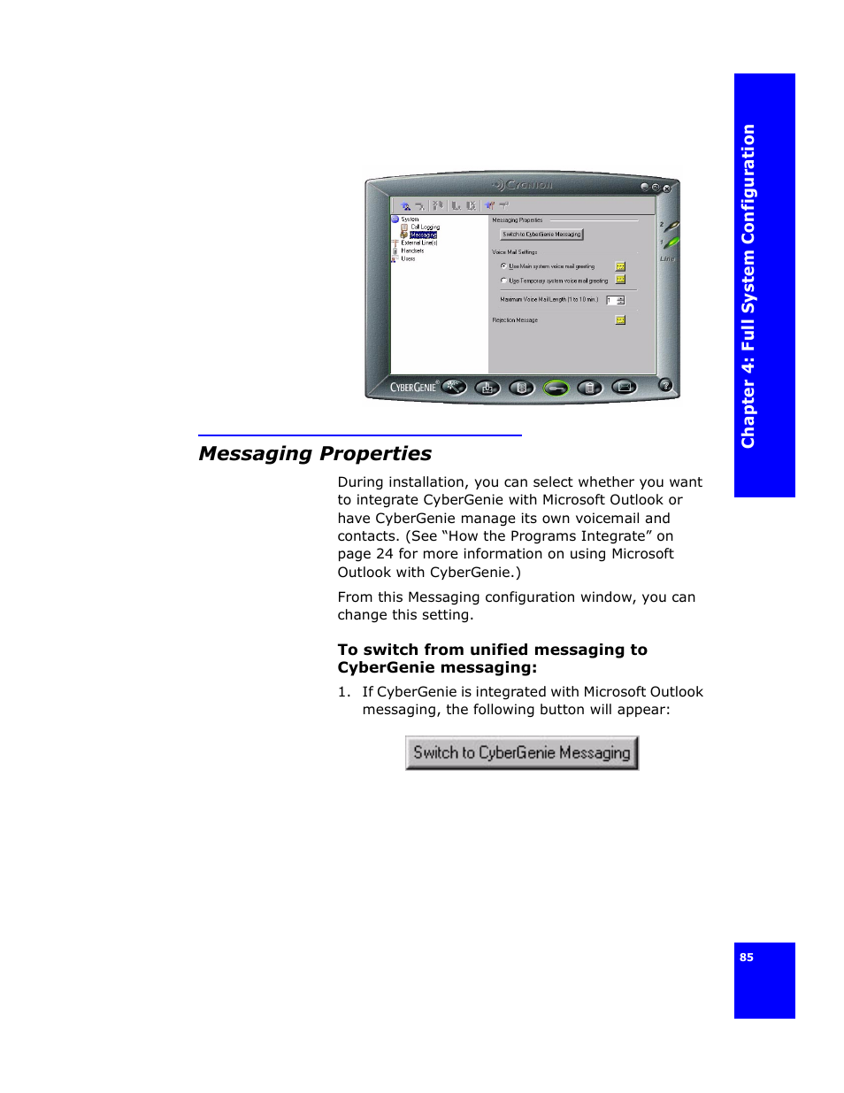 Messaging properties | Cygnion CG 2400 User Manual | Page 97 / 246