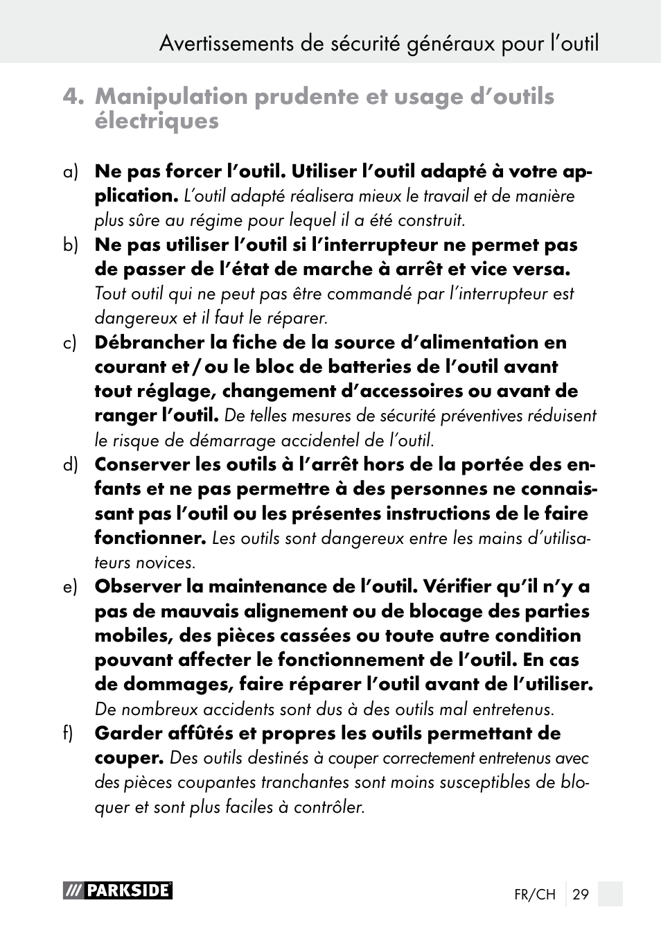 Avertissements de sécurité généraux pour l’outil | Parkside PGG 15 A1 User Manual | Page 29 / 68