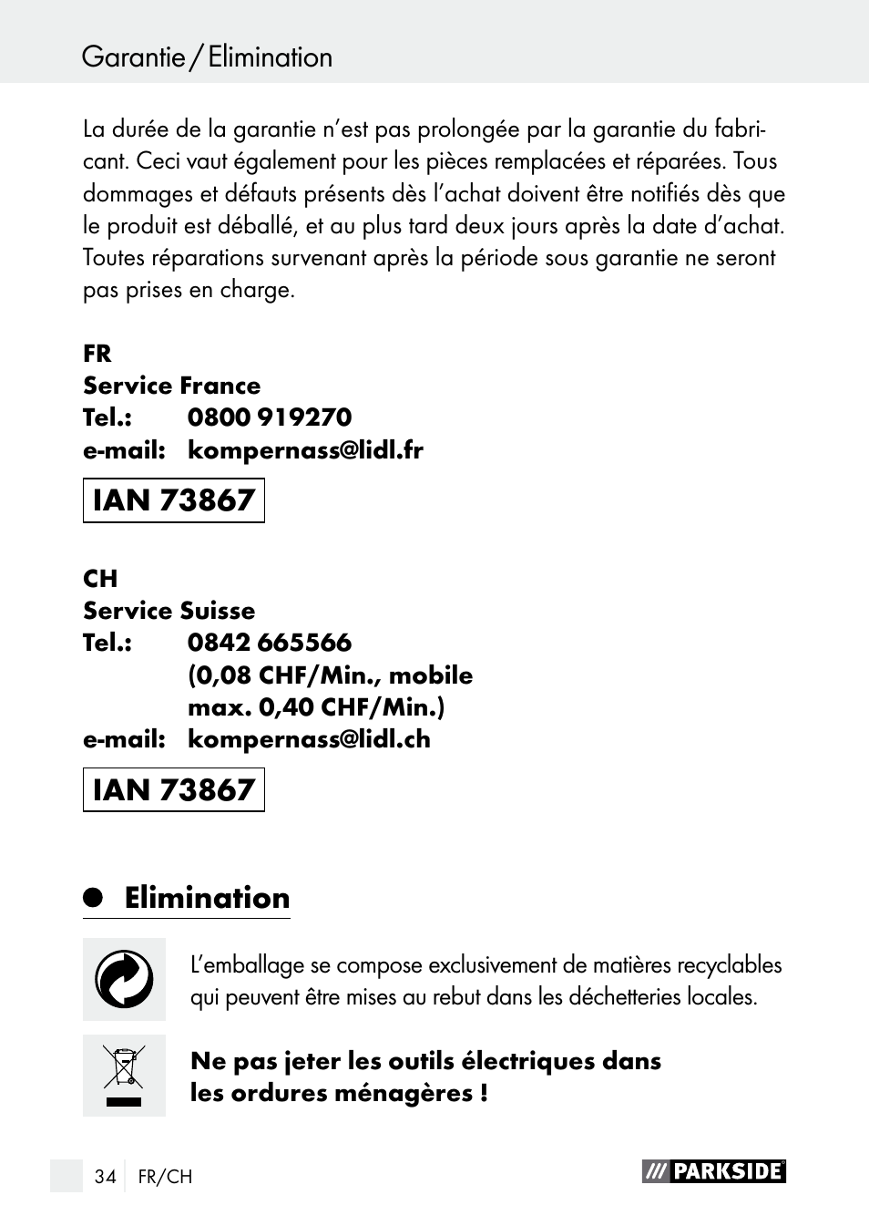 Elimination | Parkside PGG 15 A1 User Manual | Page 34 / 68