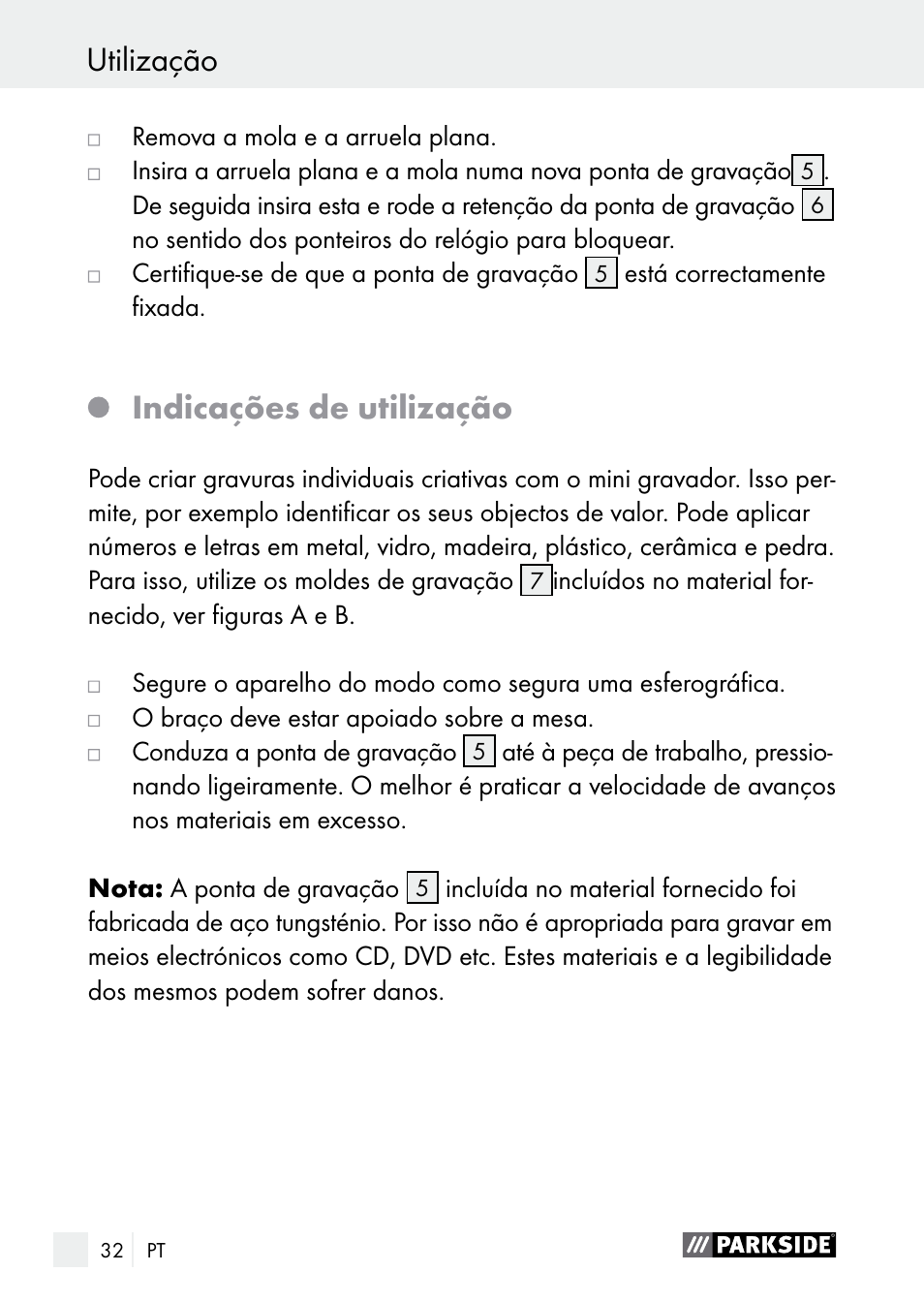 Limpeza / assistência / garantia utilização, Indicações de utilização | Parkside PGG 15 A1 User Manual | Page 32 / 69