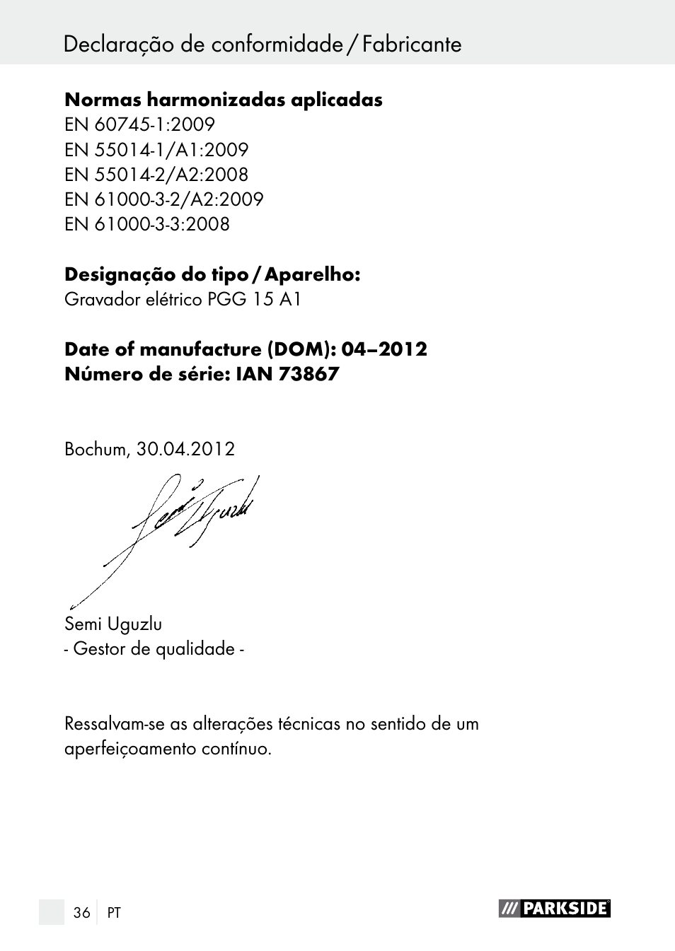 Parkside PGG 15 A1 User Manual | Page 36 / 69