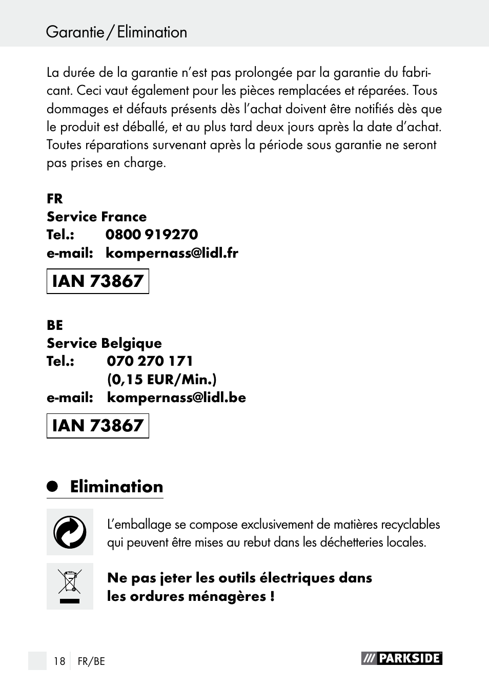 Elimination | Parkside PGG 15 A1 User Manual | Page 18 / 68