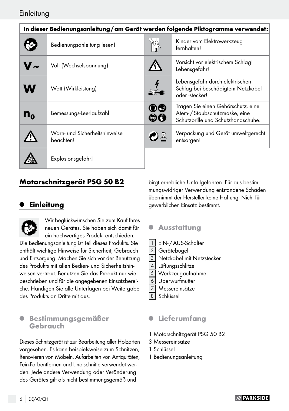 Parkside PSG 50 B2 User Manual | Page 6 / 36