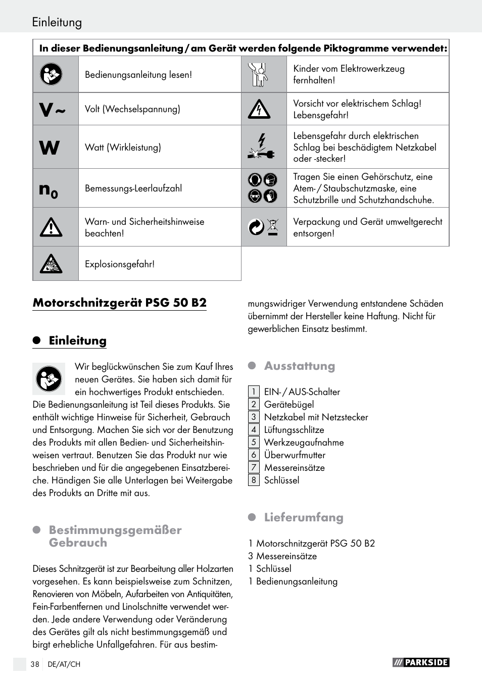 Parkside PSG 50 B2 User Manual | Page 38 / 45
