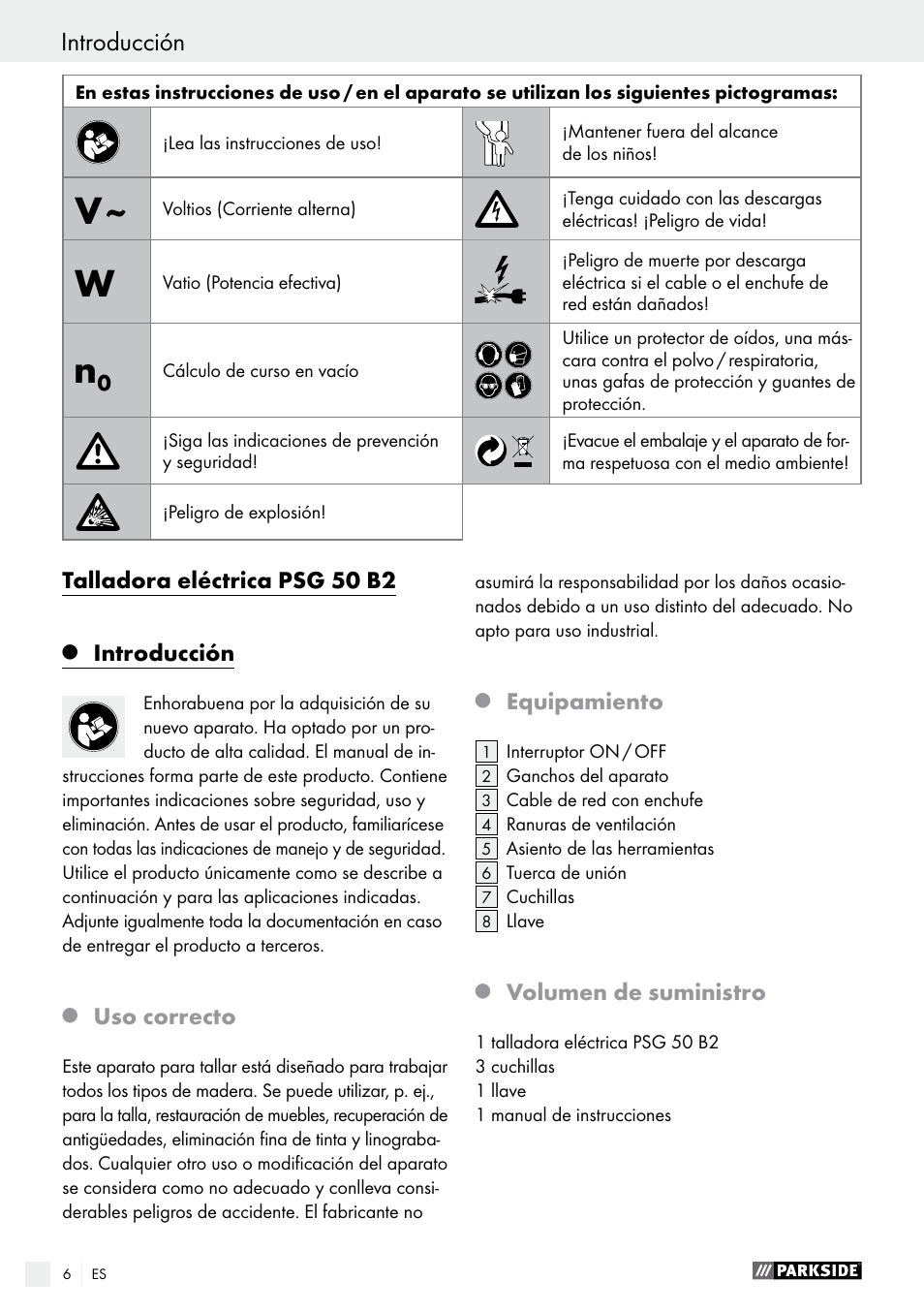 Introducción | Parkside PSG 50 B2 User Manual | Page 6 / 45