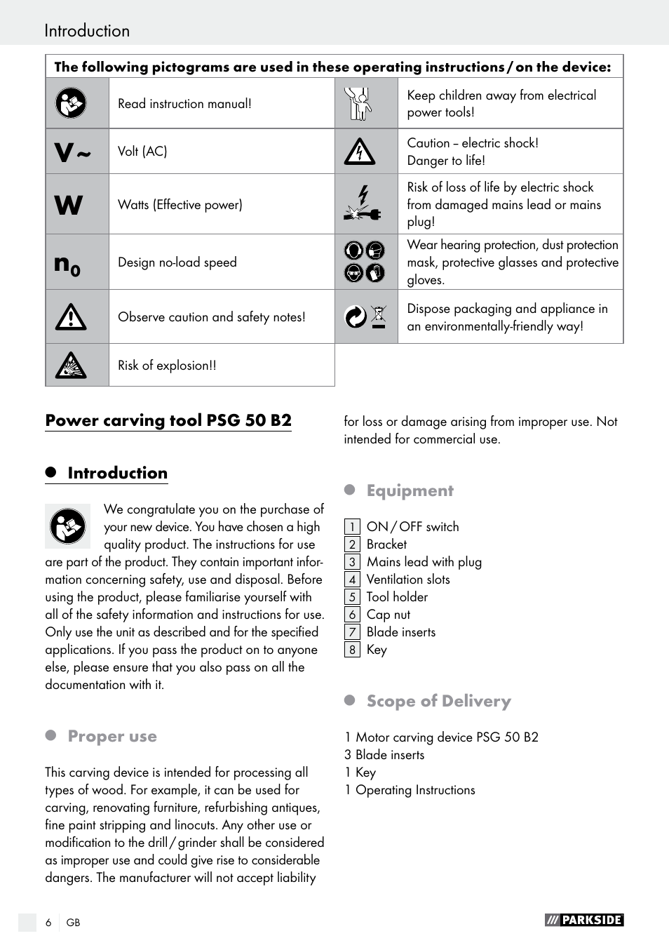 Parkside PSG 50 B2 User Manual | Page 6 / 45