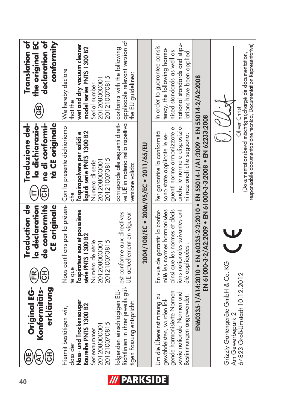 Parkside PNTS 1300 B2 User Manual | Page 40 / 44