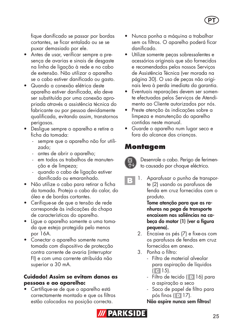 Montagem | Parkside PNTS 1300 B2 User Manual | Page 25 / 52