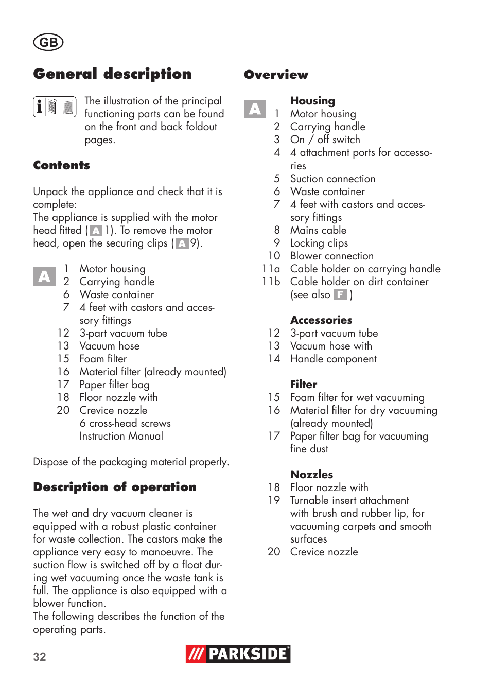 General description | Parkside PNTS 1300 B2 User Manual | Page 32 / 44