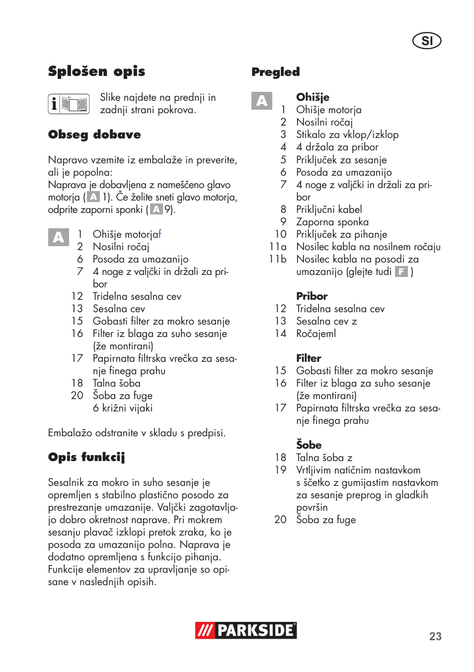 Splošen opis | Parkside PNTS 1300 B2 User Manual | Page 23 / 64