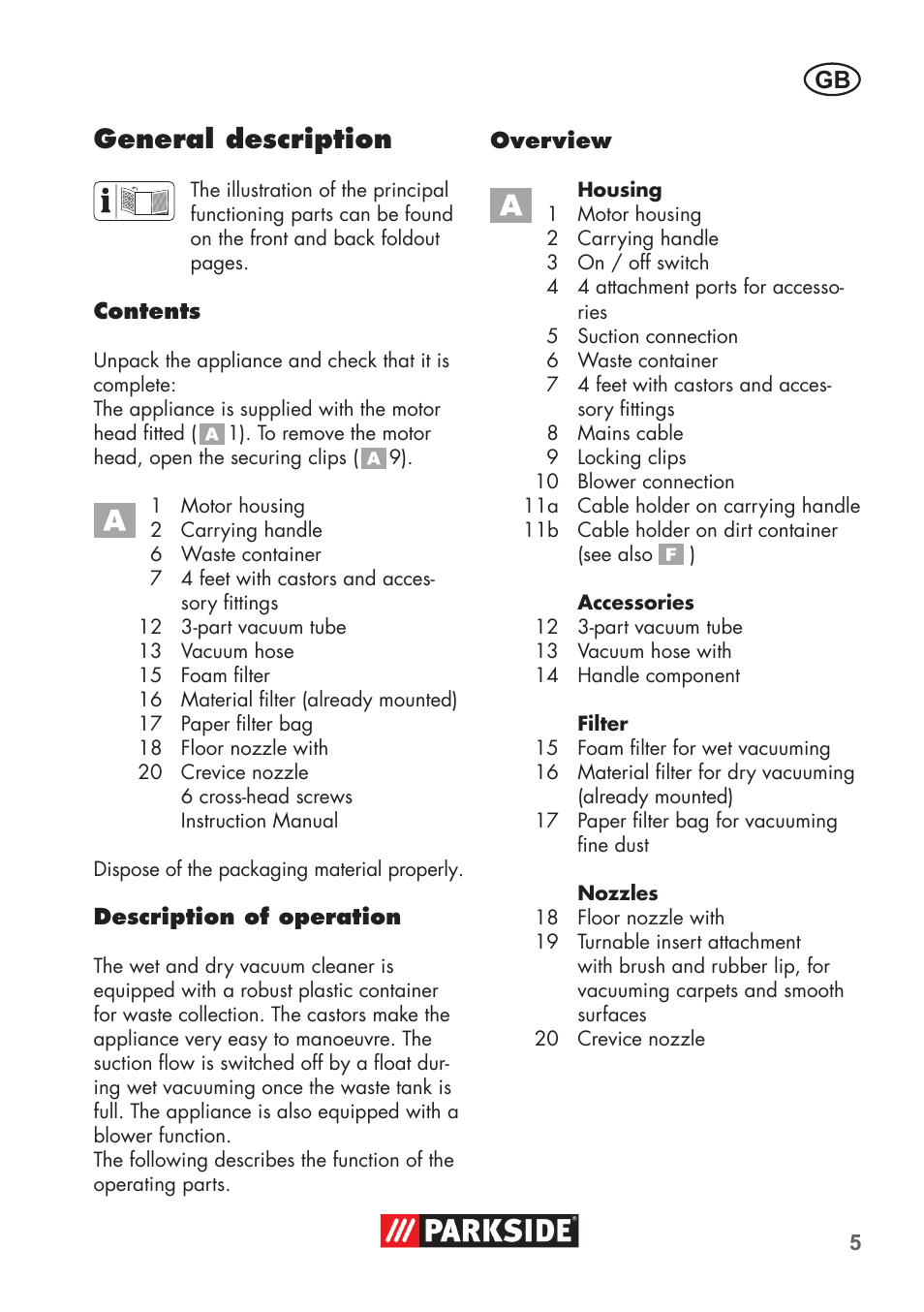 General description | Parkside PNTS 1300 B2 User Manual | Page 5 / 64