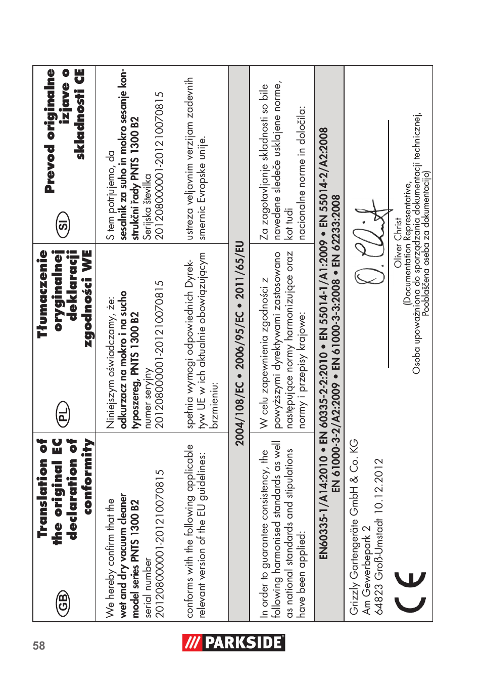 Parkside PNTS 1300 B2 User Manual | Page 58 / 64