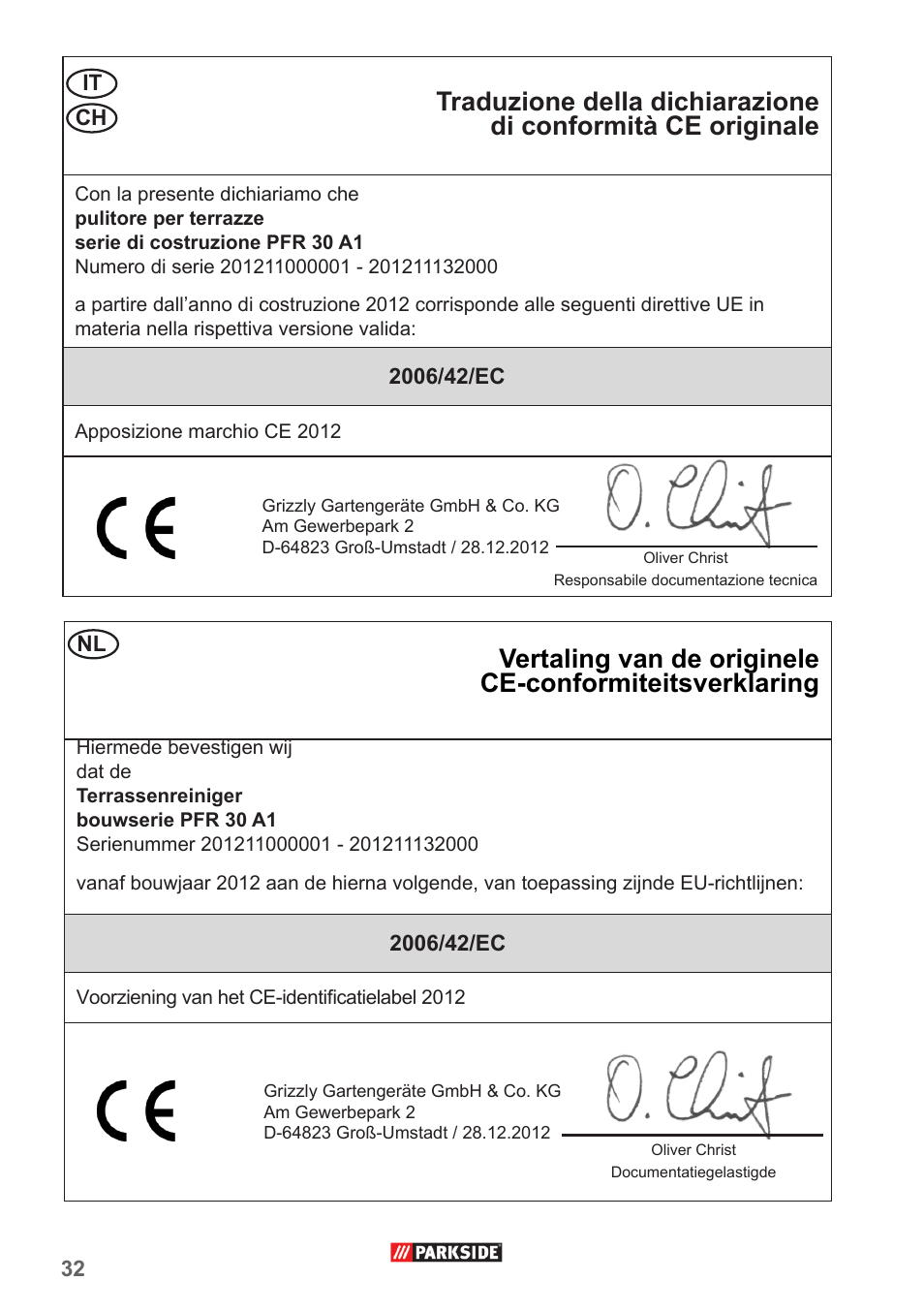 Parkside PFR 30 A1 User Manual | Page 32 / 34