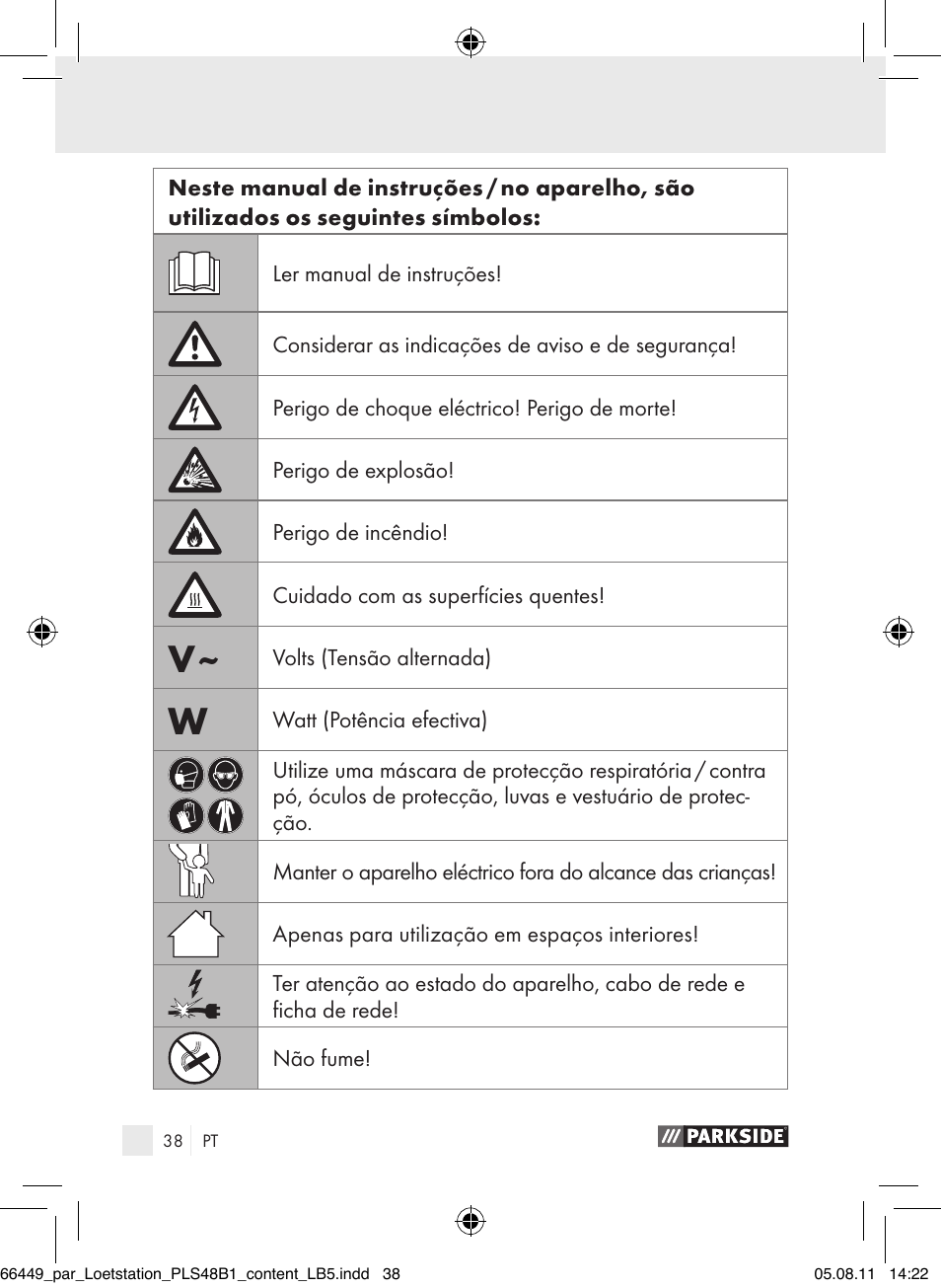 Introdução | Parkside PLS 48 B1 User Manual | Page 38 / 86