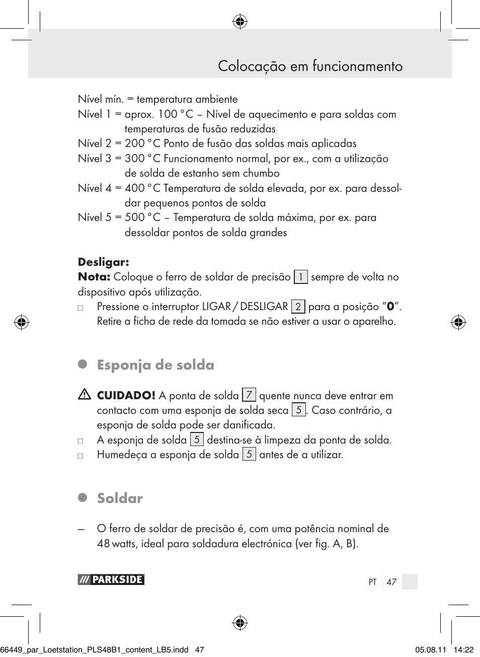 Esponja de solda, Soldar | Parkside PLS 48 B1 User Manual | Page 47 / 86