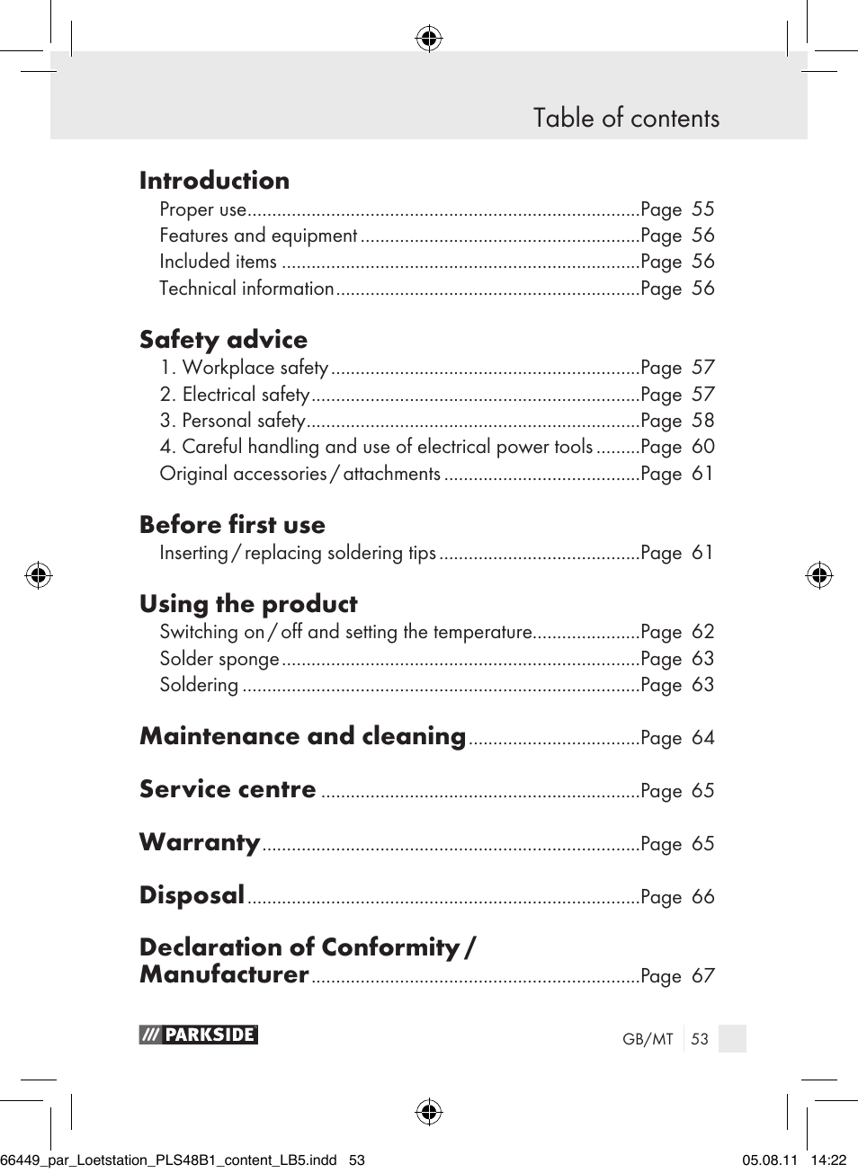 Parkside PLS 48 B1 User Manual | Page 53 / 86