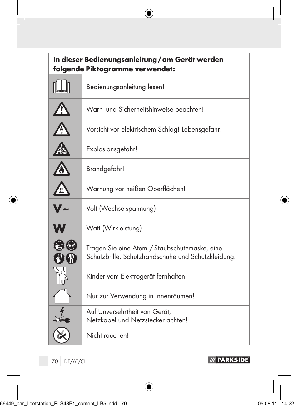 Einleitung | Parkside PLS 48 B1 User Manual | Page 70 / 86