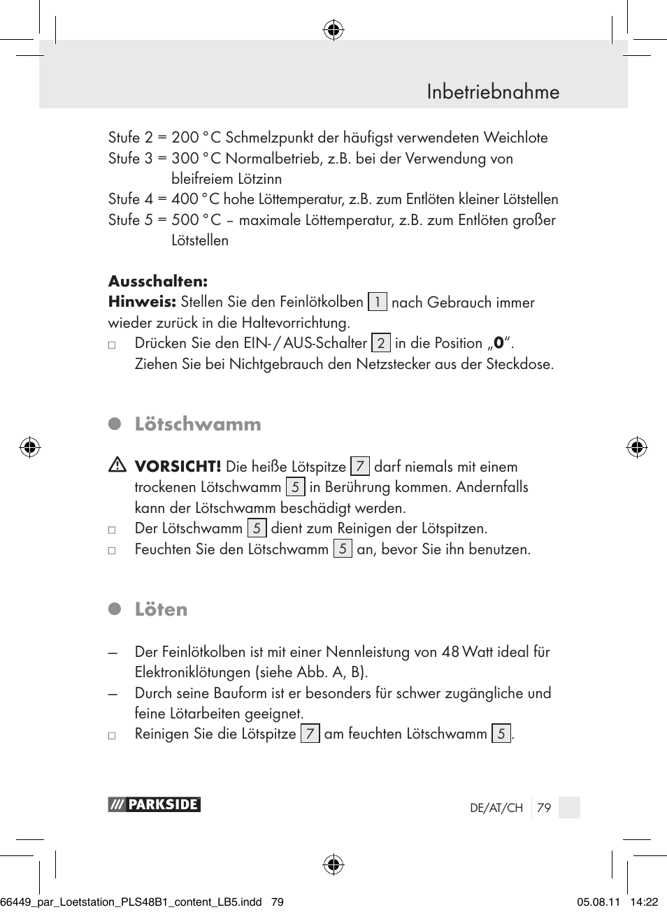 Lötschwamm, Löten | Parkside PLS 48 B1 User Manual | Page 79 / 86